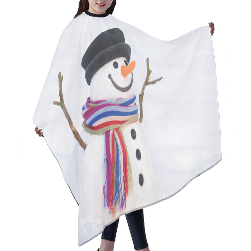 Personality  Winter Card With A Smiling Snowman Hair Cutting Cape