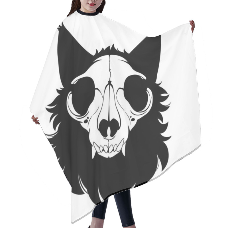 Personality  Cat Skull With Black Hair Hair Cutting Cape