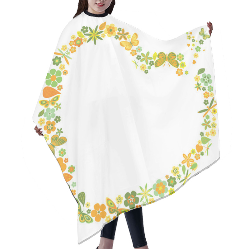 Personality  Holiday Heart With Flowers And Butterflies Hair Cutting Cape