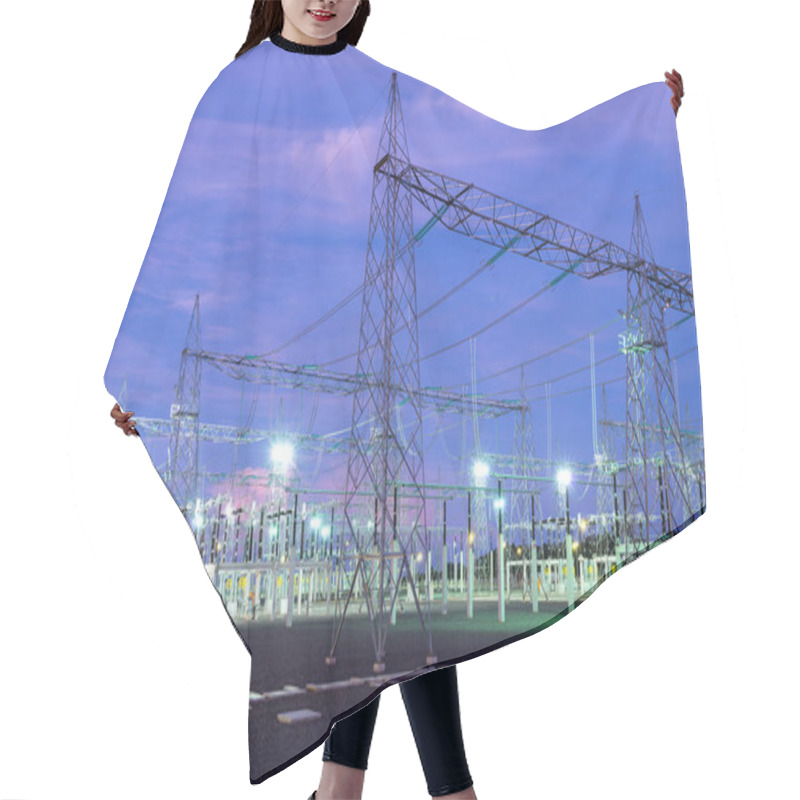 Personality  Electric Substation At Night Hair Cutting Cape