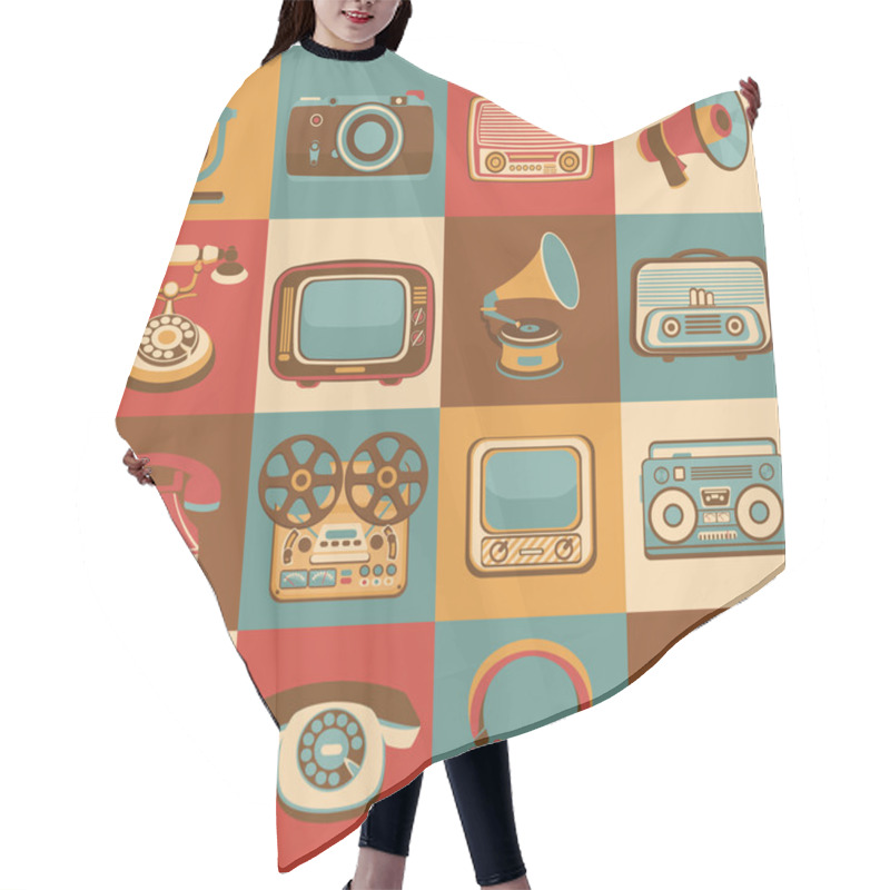 Personality  Retro Media Icons Hair Cutting Cape