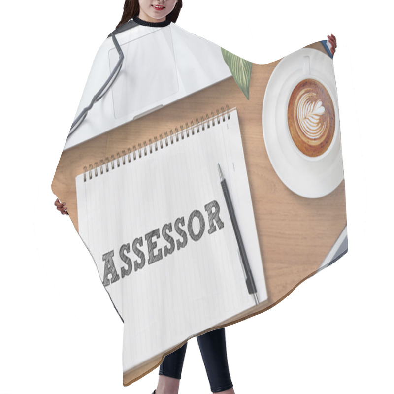 Personality  BUSINESS CASES Businessman Work On White Broad, Top View Hair Cutting Cape