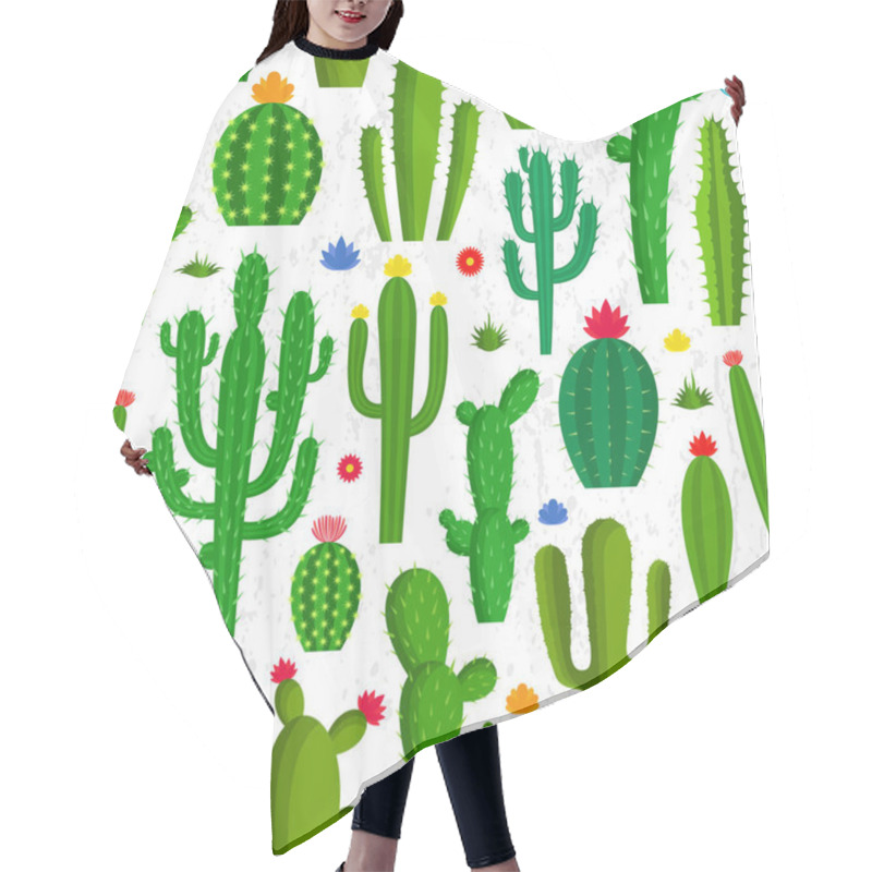 Personality  Vector Cactus Seamless Pattern Hair Cutting Cape