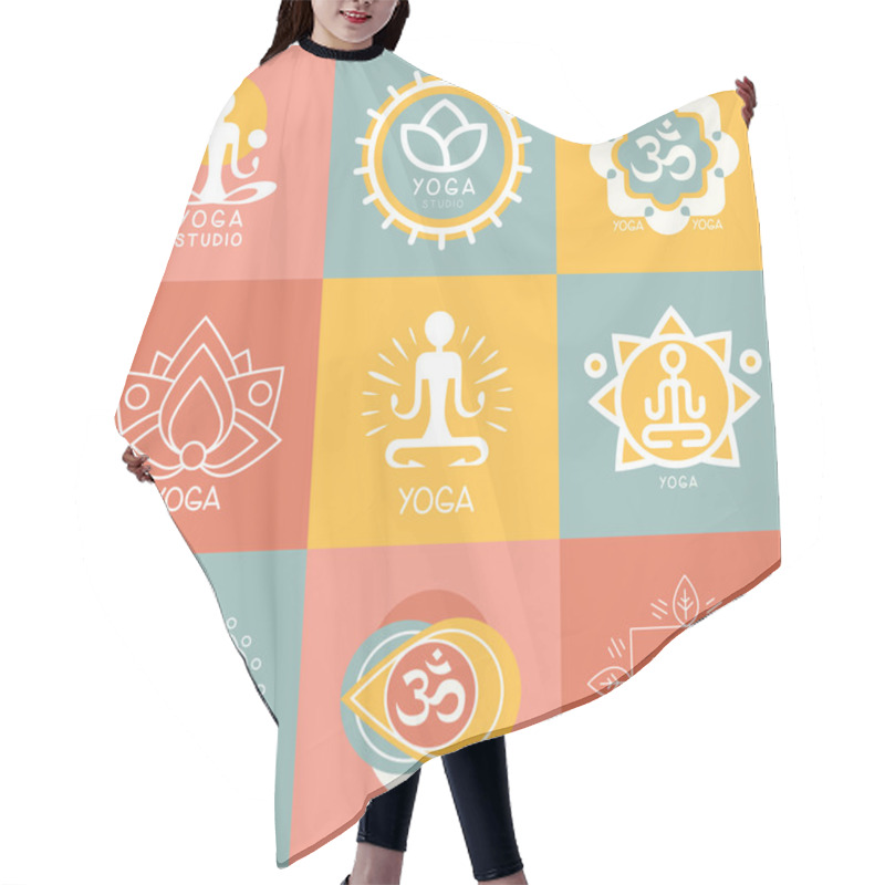 Personality  Vector Yoga Icons Hair Cutting Cape