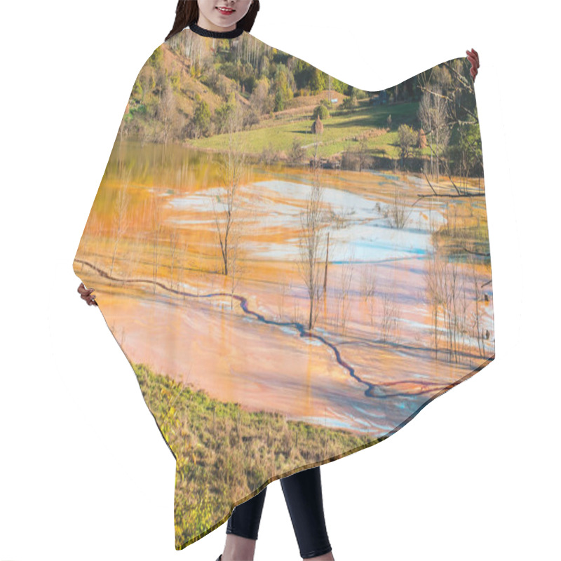 Personality  Lake With Toxic Waste Water, Mining Chemical Residuals, Mud. Ecological Bomb, Geamana, Romania Hair Cutting Cape