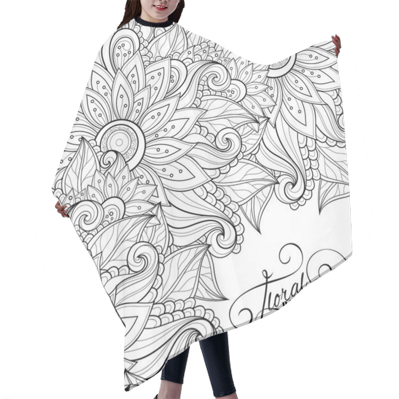 Personality  Abstract Monochrome Floral Pattern Hair Cutting Cape