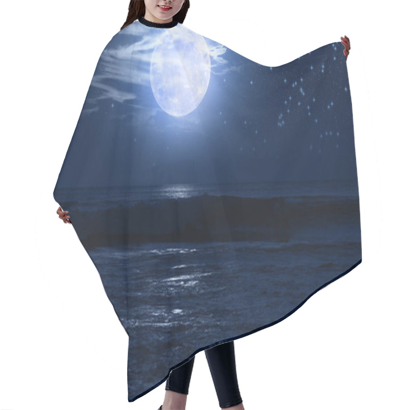 Personality  Exotic Moon And Stars Rising From The Ocean Horizon. My Astronomy Work. Hair Cutting Cape