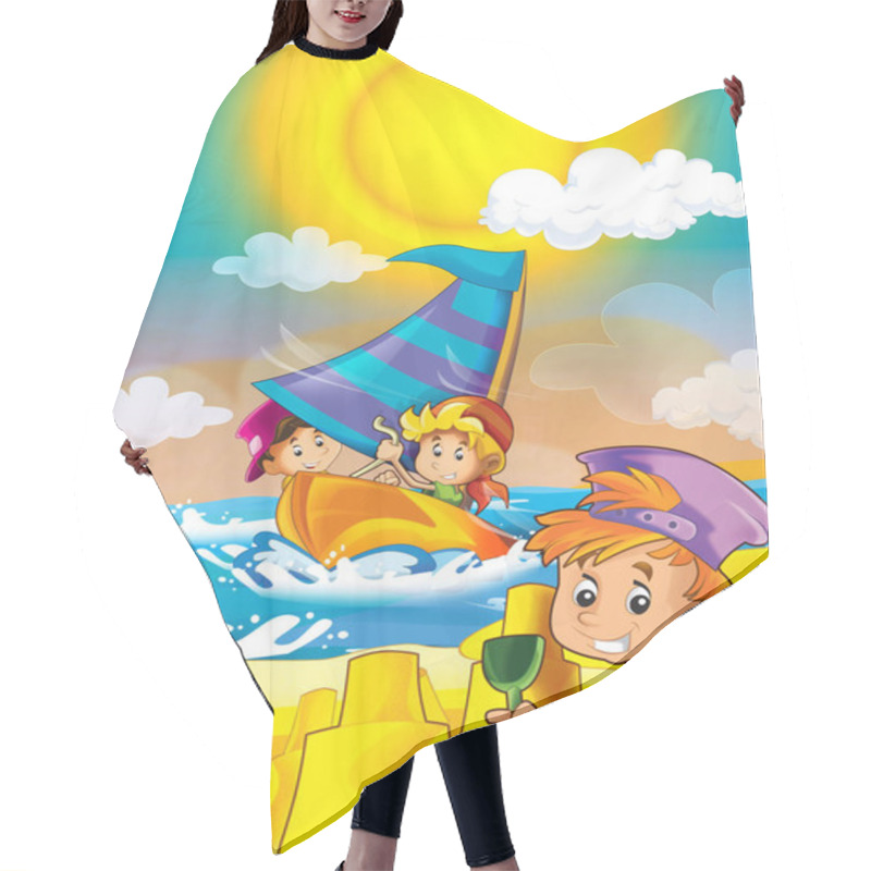 Personality  Children Playing At The Beach By The Sea Or Ocean Hair Cutting Cape