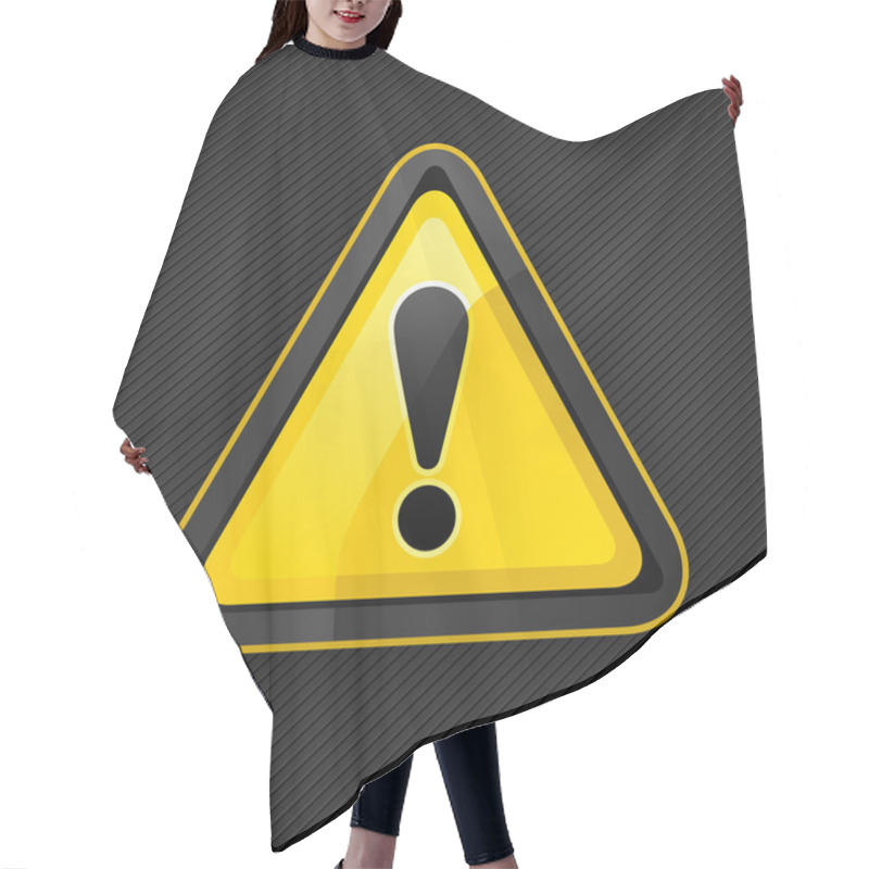 Personality  Hazard Warning Attention Sign On A Metal Surface. 10 Eps Hair Cutting Cape