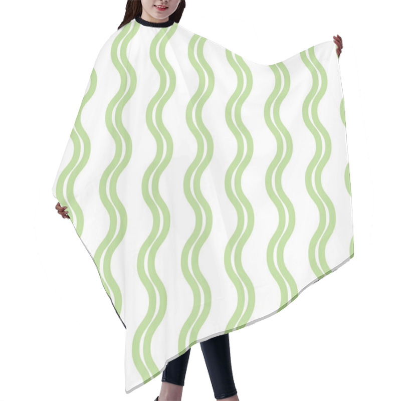 Personality  Green And White Geometric Pattern, Vertical Lines Seamless Repeat Background Hair Cutting Cape