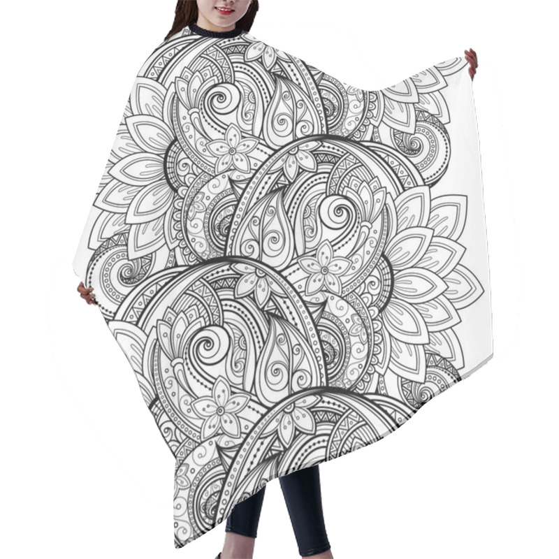 Personality  Seamless Monochrome Floral Pattern Hair Cutting Cape