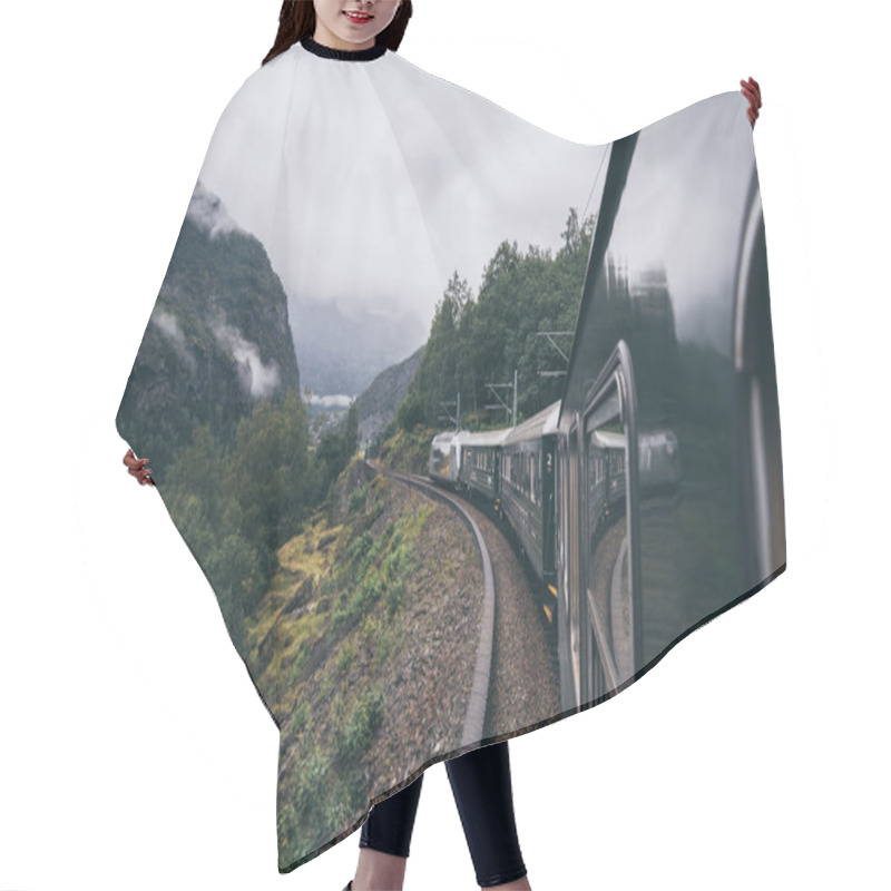 Personality  Reflection In Train Window Of Flamsbana Mountain Railway In Flam, Norway Hair Cutting Cape