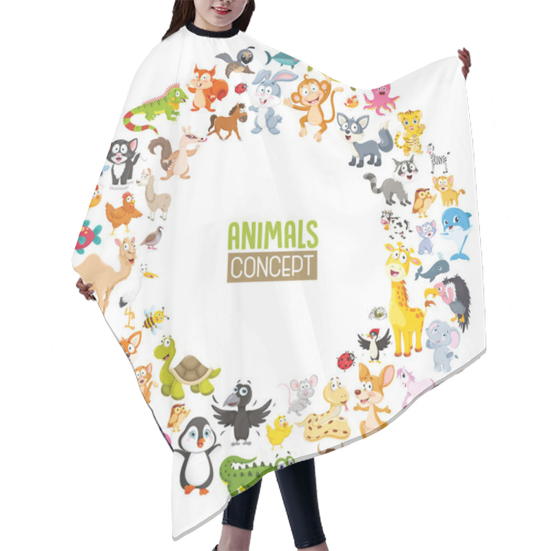 Personality  Vector Illustration Of Cartoon Animals Collection Hair Cutting Cape