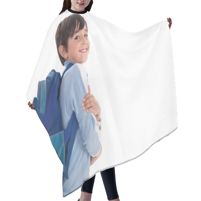 Personality  Happy Young Boy Ready For School Hair Cutting Cape