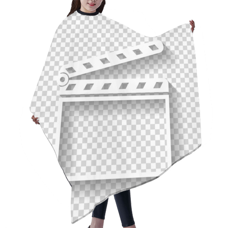 Personality  Film Clap Board Cinema Open Icon. White Icon With Shadow On Transparent Background Hair Cutting Cape