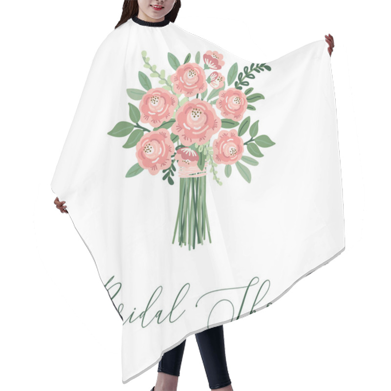 Personality  Cute Botanical Theme Floral Background With Bouquets Of Hand Drawn Rustic Roses And Leaves Branches In Neutral Colors Hair Cutting Cape