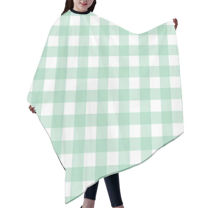 Personality  Green And White Plaid Gingham Pattern Hair Cutting Cape