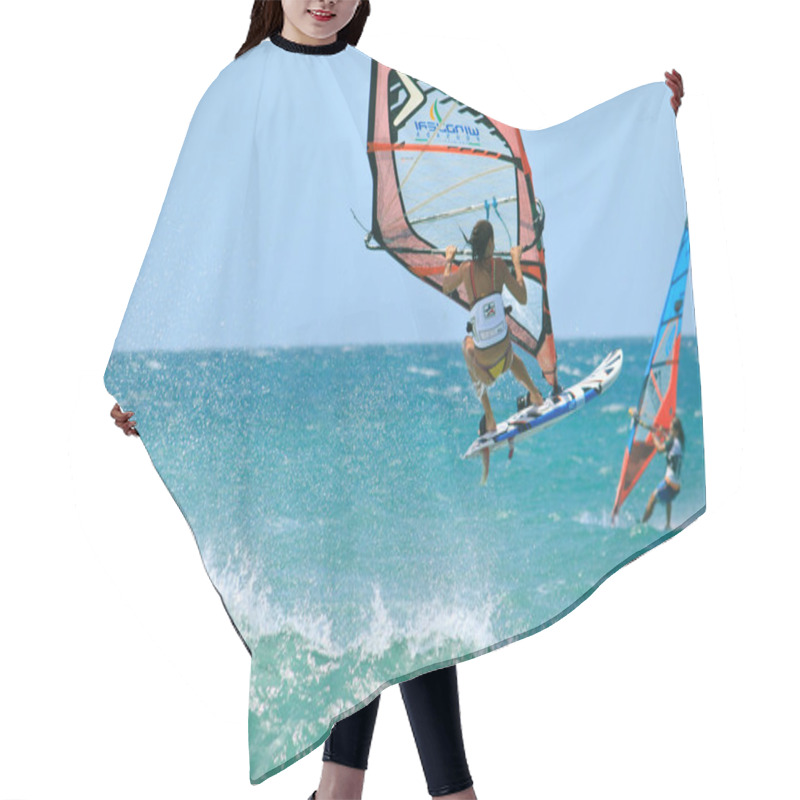 Personality  Extrim Femail Windsurfing In Jericoacoara Hair Cutting Cape