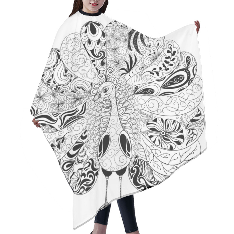 Personality  Peacock Doodle Illustration Hair Cutting Cape