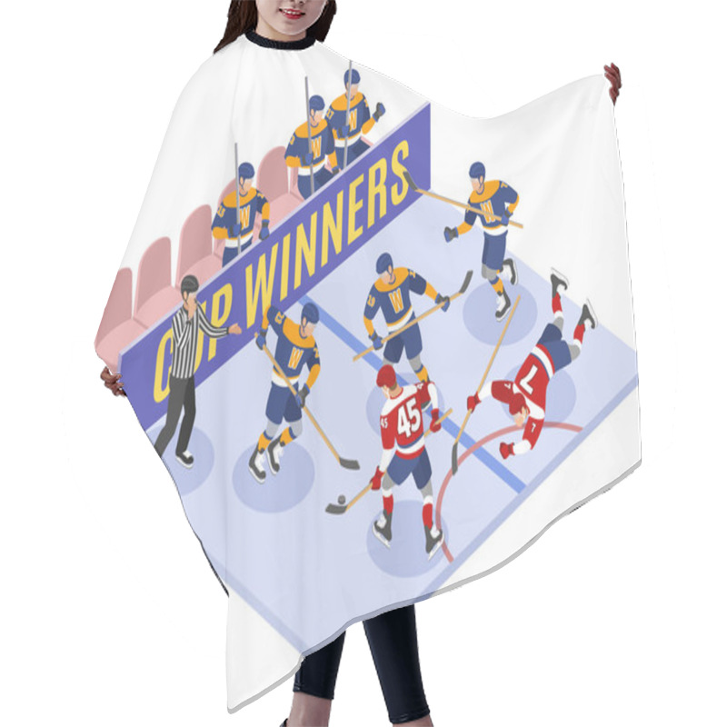 Personality  Hockey Game Isometric Composition  Hair Cutting Cape