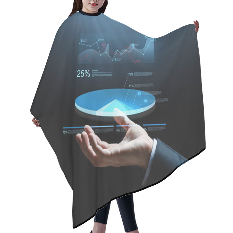 Personality  Close Up Of Businessman Hand With Chart Projection Hair Cutting Cape