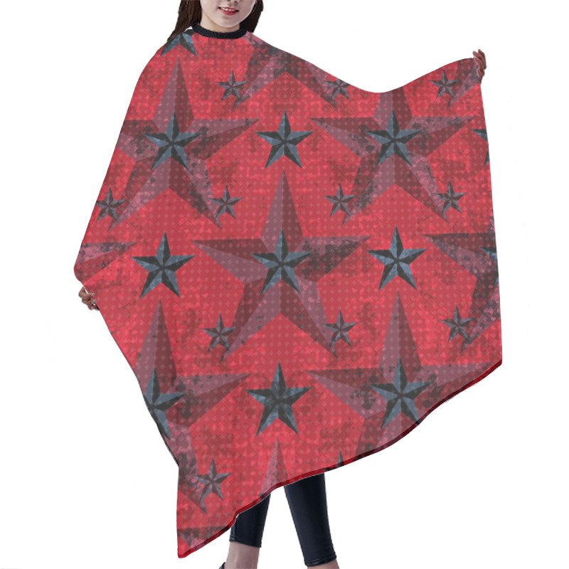 Personality  Black And Red Stars On A Red Background. Seamless Pattern. Vector Illustration. Grunge Effect Hair Cutting Cape