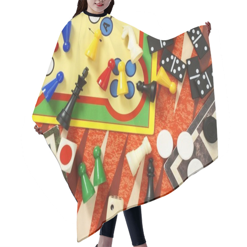 Personality  Top View Of Board Games Hair Cutting Cape