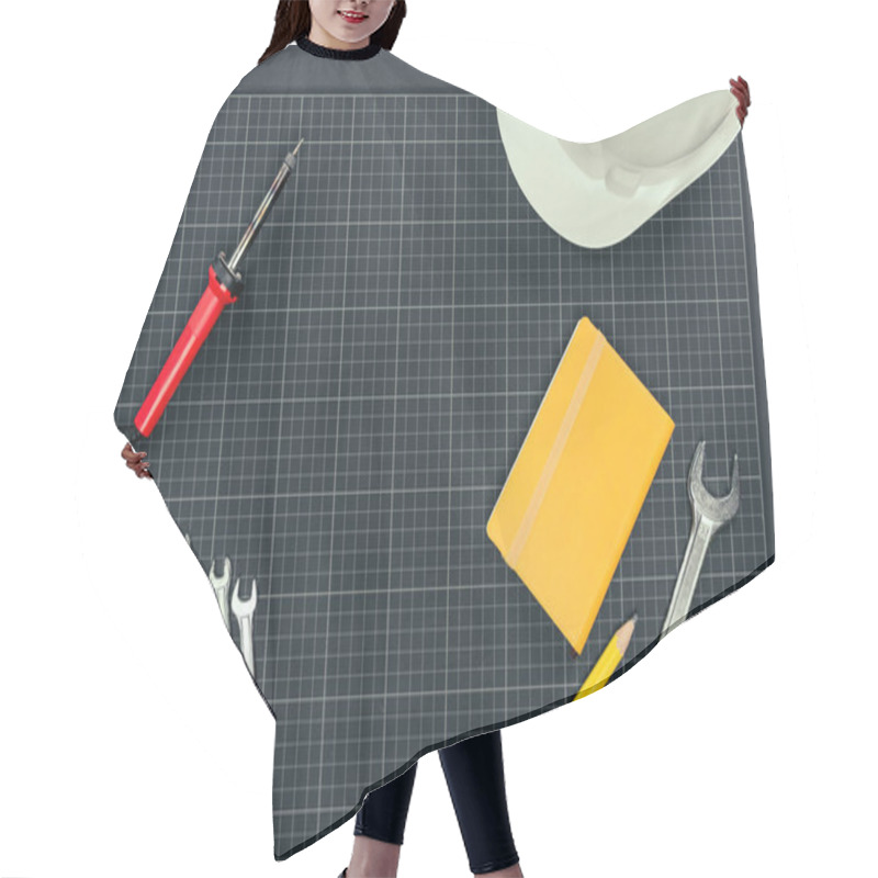 Personality  Reparement Tools On Graph Paper  Hair Cutting Cape