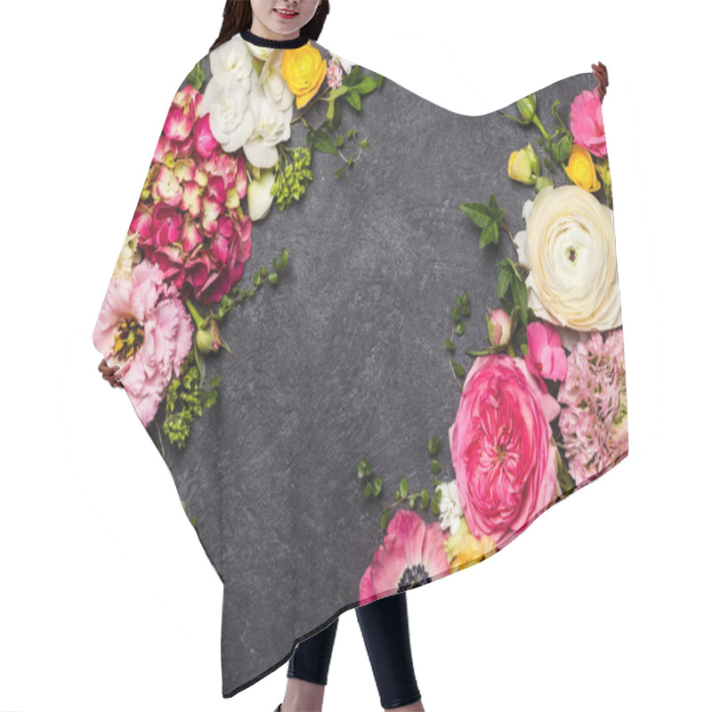 Personality  Various Flowers On Black  Hair Cutting Cape