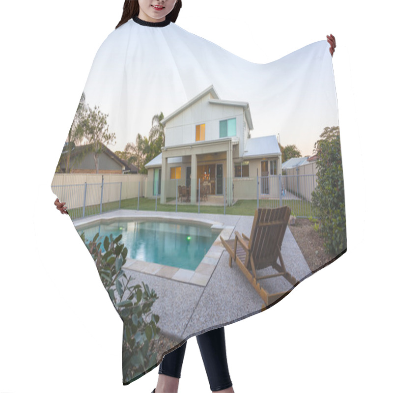 Personality  Modern Home Exterior At Dusk Hair Cutting Cape