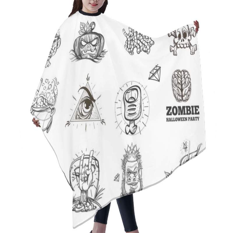 Personality  Halloween Party Banner On White Background Hair Cutting Cape