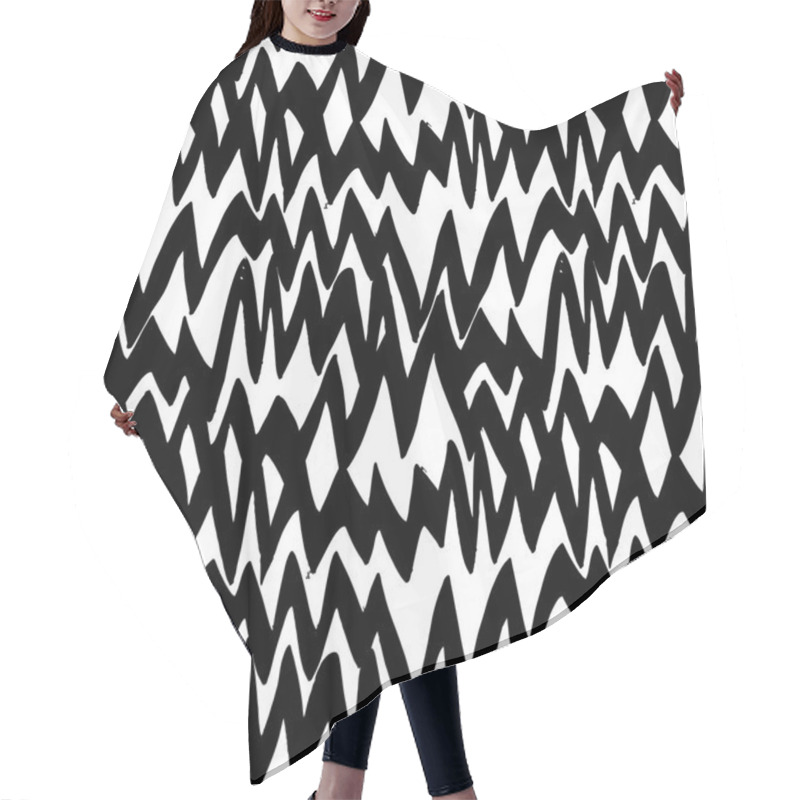 Personality  Striped Hand Drawn Pattern With Zigzag Lines Hair Cutting Cape