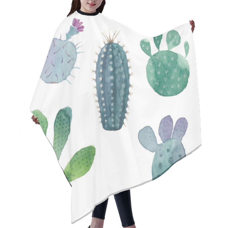 Personality  Cactus Seamless Pattern Hair Cutting Cape