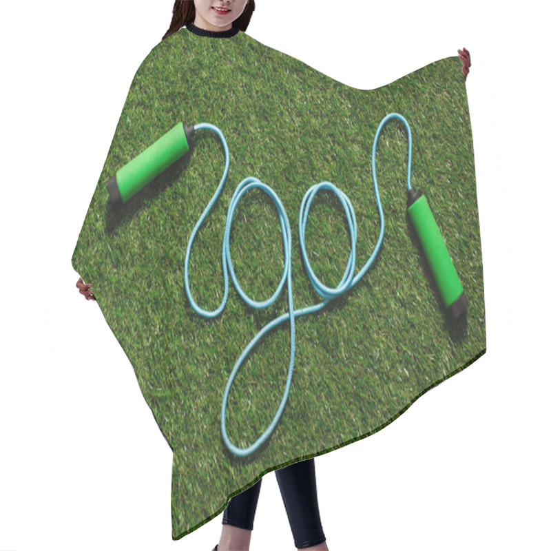 Personality  Top View Of Skipping Rope On The Grass In Form Of Word Go Hair Cutting Cape