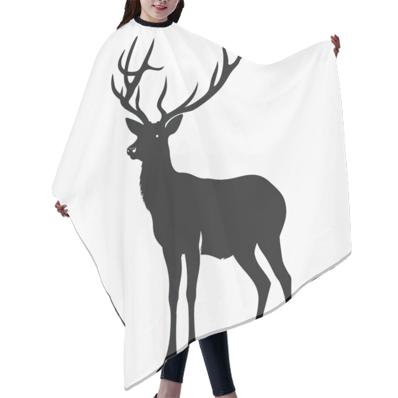 Personality  Silhouette Of A Majestic Male Deer With Large Antlers Against A Plain Background. Hair Cutting Cape