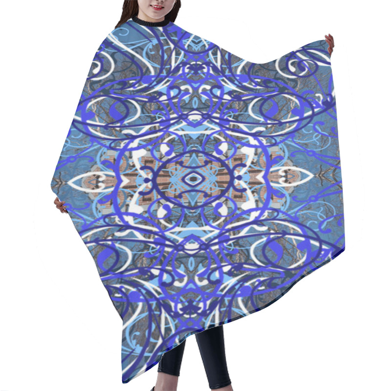 Personality  Oriental Ornaments In Blue Tones Seamless Background Hair Cutting Cape