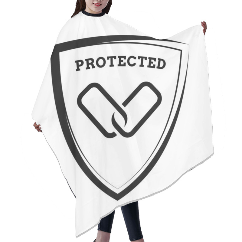 Personality  Shield Icon - Links Protected, Black And White Template Hair Cutting Cape