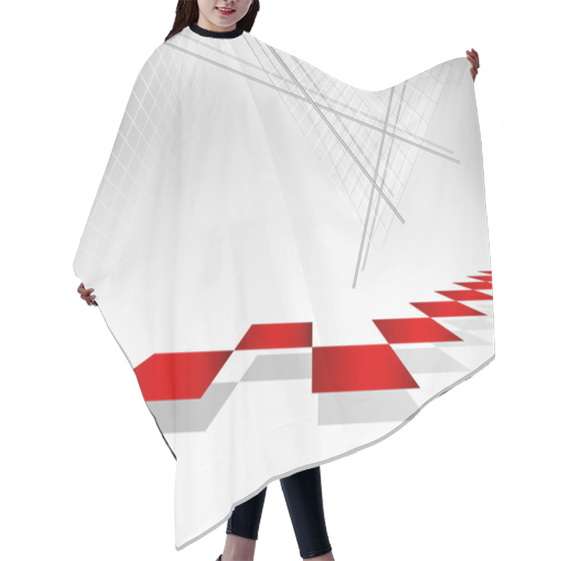 Personality  Abstract Grey Background With Red Squares - Architecture Design Hair Cutting Cape