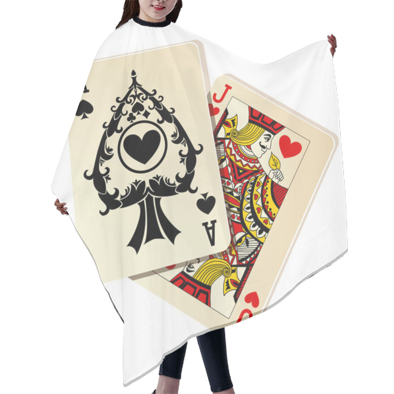 Personality  Black Jack. Two Cards On White Background Hair Cutting Cape