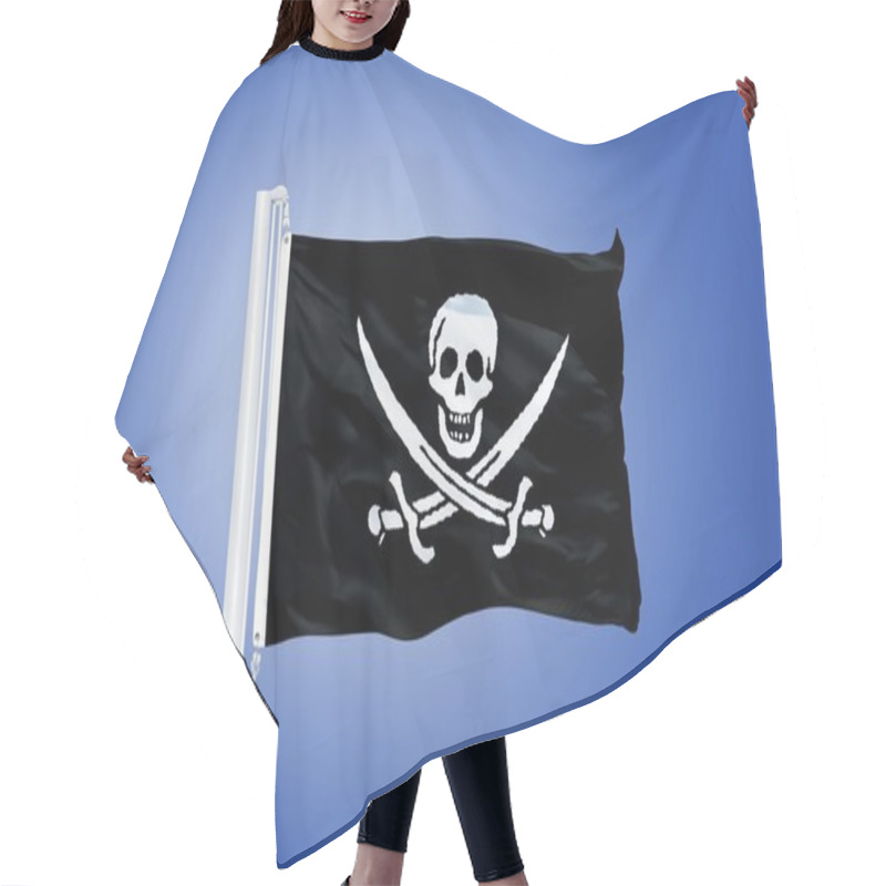 Personality  Jolly Roger Pirate Flag Blowing In The Wind Hair Cutting Cape