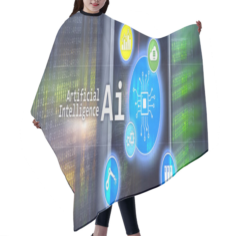 Personality  AI, Artificial Intelligence, Automation And Modern Information Technology Concept On Virtual Screen Hair Cutting Cape