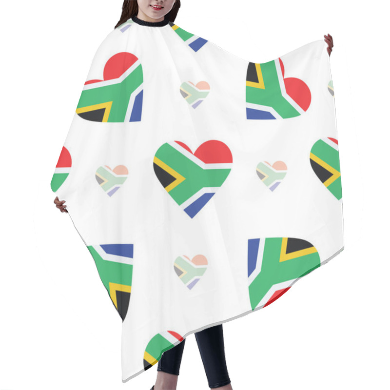 Personality  Republic Of South Africa Flag Patriotic Seamless Pattern National Flag In The Shape Of Heart Hair Cutting Cape