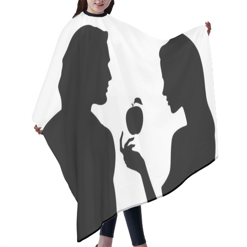 Personality  Vector Silhouette Of Beautiful Man And Woman In Profile Hair Cutting Cape