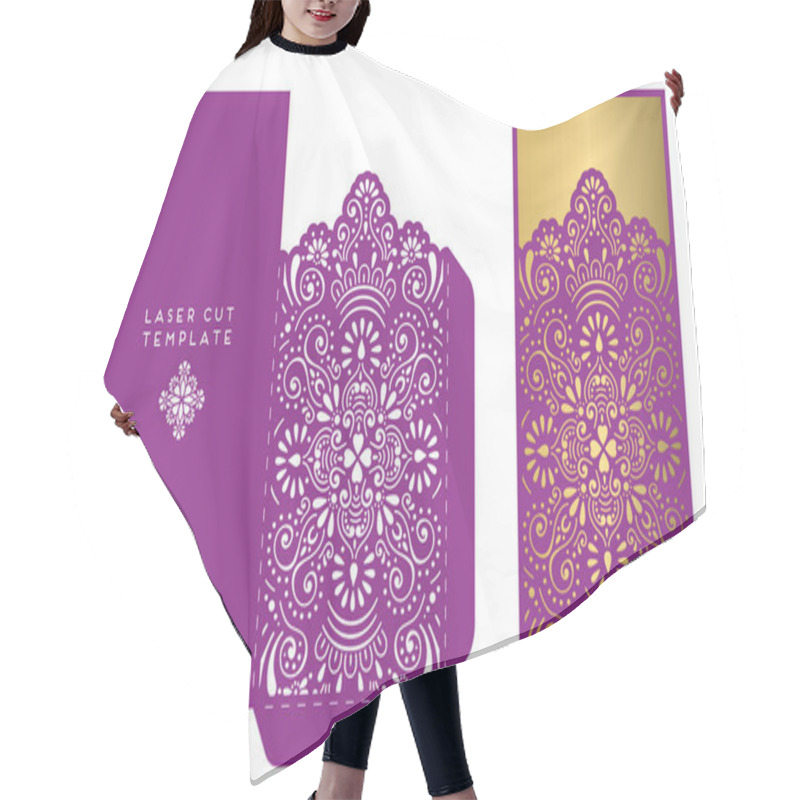 Personality  Vector Wedding Card Laser Cut Template Hair Cutting Cape