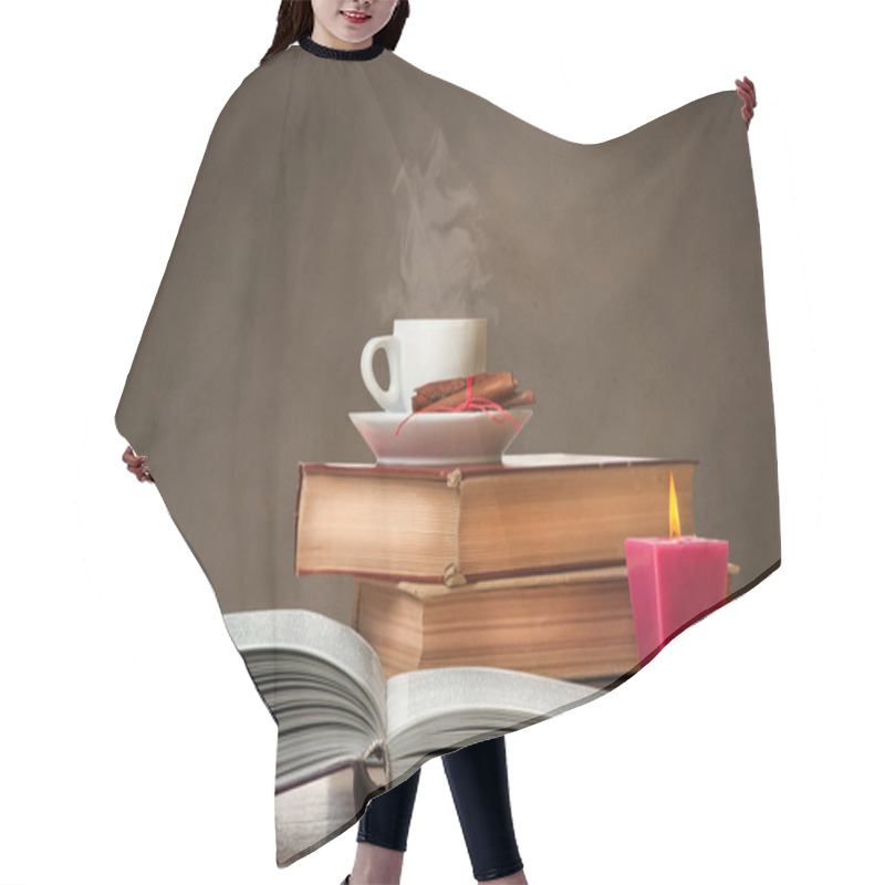 Personality  Books, Cup And Candle Hair Cutting Cape