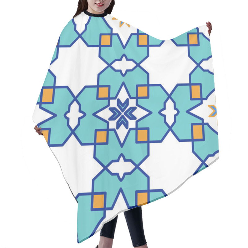 Personality  Gorgeous Seamless Pattern From Blue Moroccan Tiles, Ornaments. Hair Cutting Cape