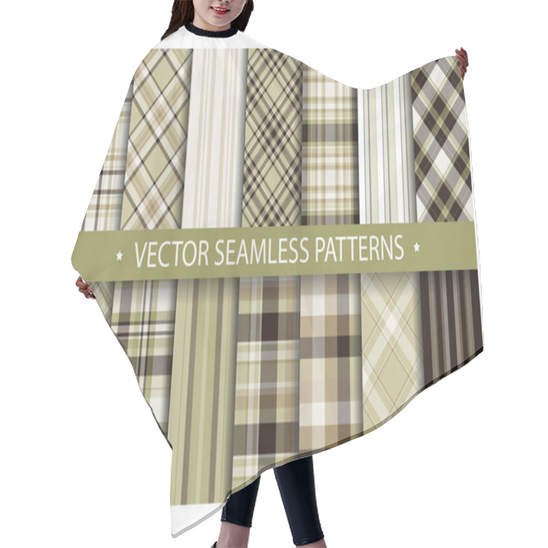 Personality  Tartan Set Pattern Seamless Plaid Vector. Geometric Background F Hair Cutting Cape