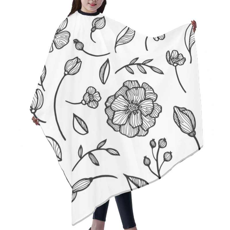 Personality  Set Of Flowers And Leaves Hair Cutting Cape