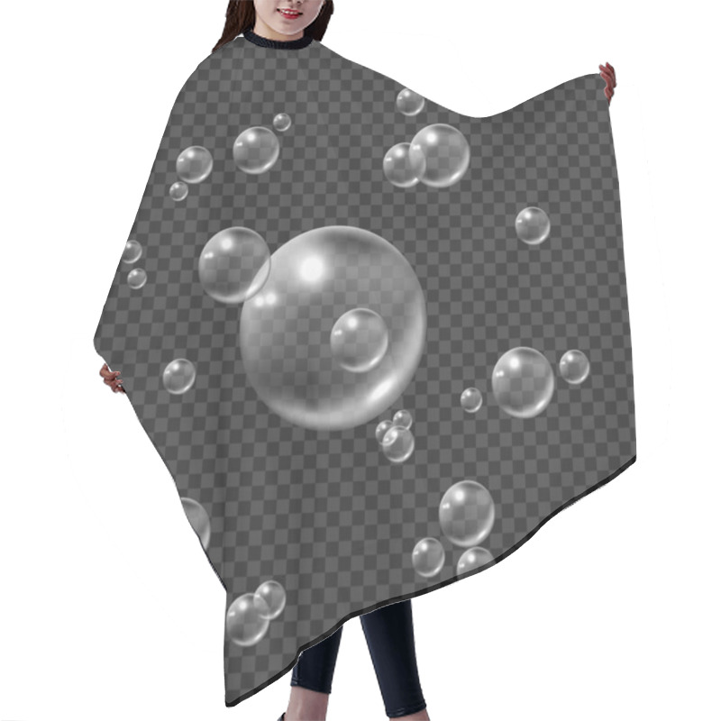 Personality  Soapy Bubbles Isolated On Transparent Background. Circle Water Bubbles. Vector Illustration Hair Cutting Cape