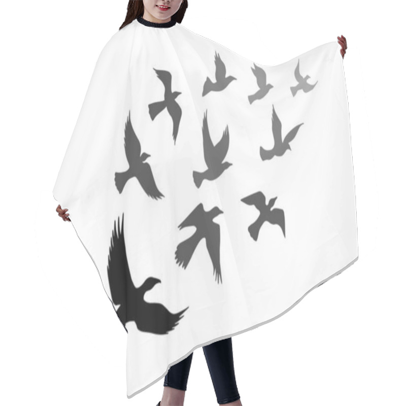 Personality  Flying Birds Isolated On White Background Hair Cutting Cape